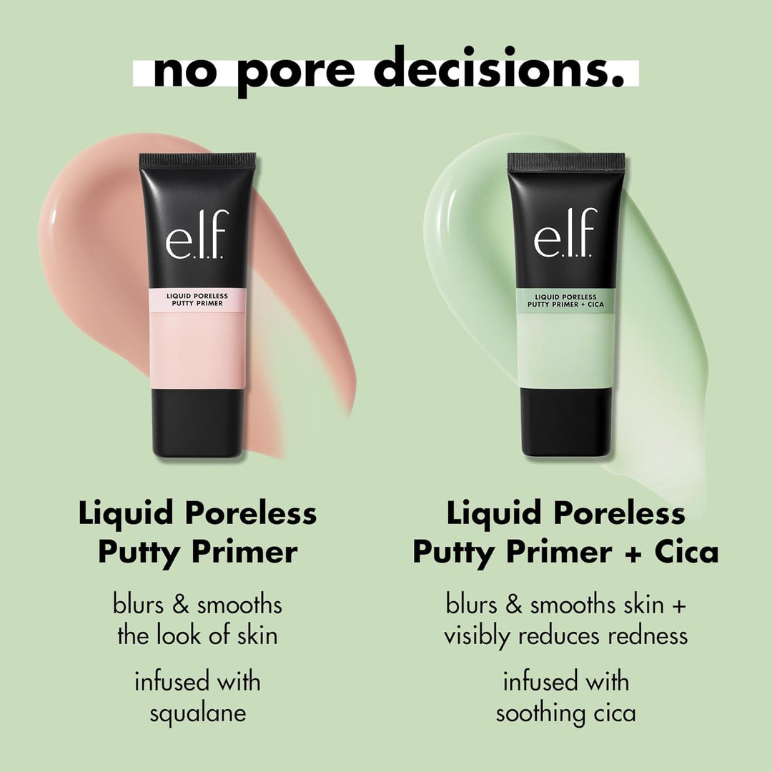e.l.f. Liquid Poreless Putty Primer + Cica, Face Primer For Gripping Makeup, Visibly Reducing Redness & Soothing Skin, Vegan & Cruelty-Free - Cica