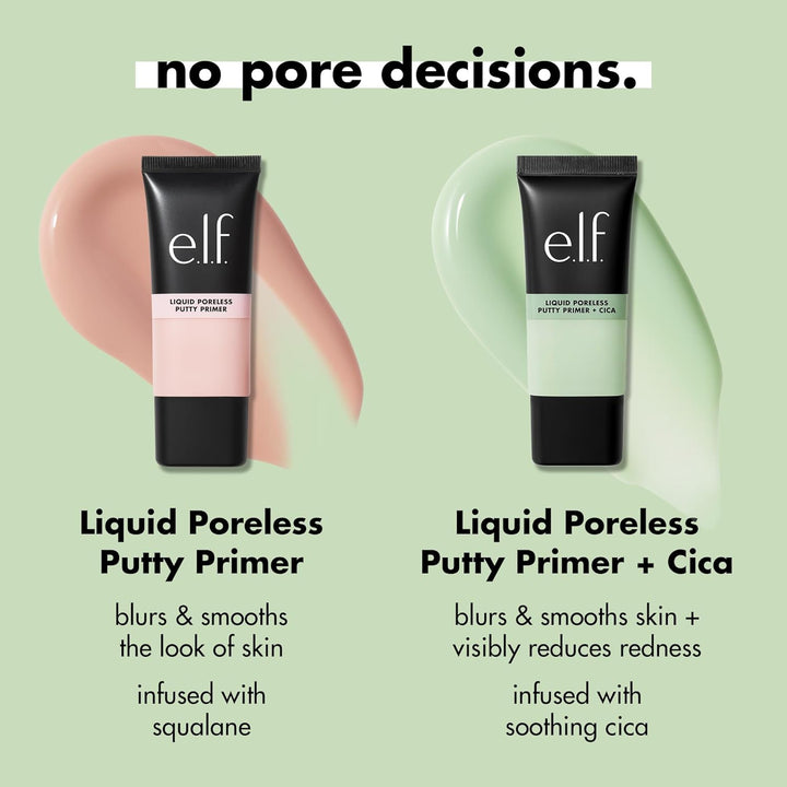e.l.f. Liquid Poreless Putty Primer + Cica, Face Primer For Gripping Makeup, Visibly Reducing Redness & Soothing Skin, Vegan & Cruelty-Free - Cica