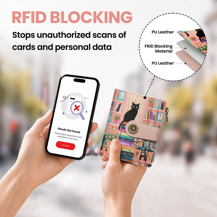 محفظة ألونيد الصغيرة للنساء، محفظة بطاقات ثنائية الطي لطيفة ومحمية من تقنية RFID، تحتوي على 10 فتحات للبطاقات، ومقصورة للنقود، وجيب بسحاب للعملات المعدنية، ونافذة للهوية، بحجم مدمج ومصنوعة من جلد نباتي ناعم