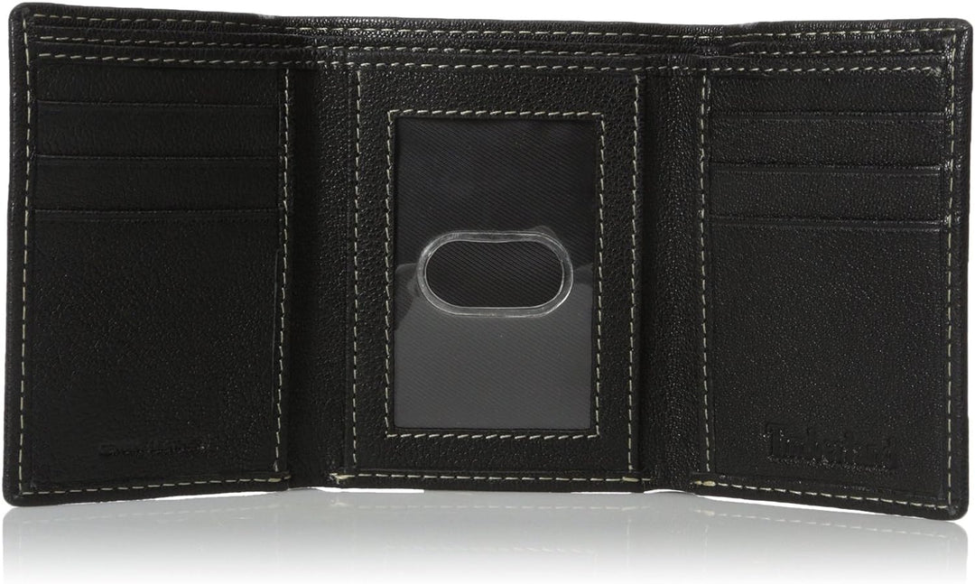 Timberland D97018 mens Genuine Leather Rfid Blocking Trifold Wallet, Black