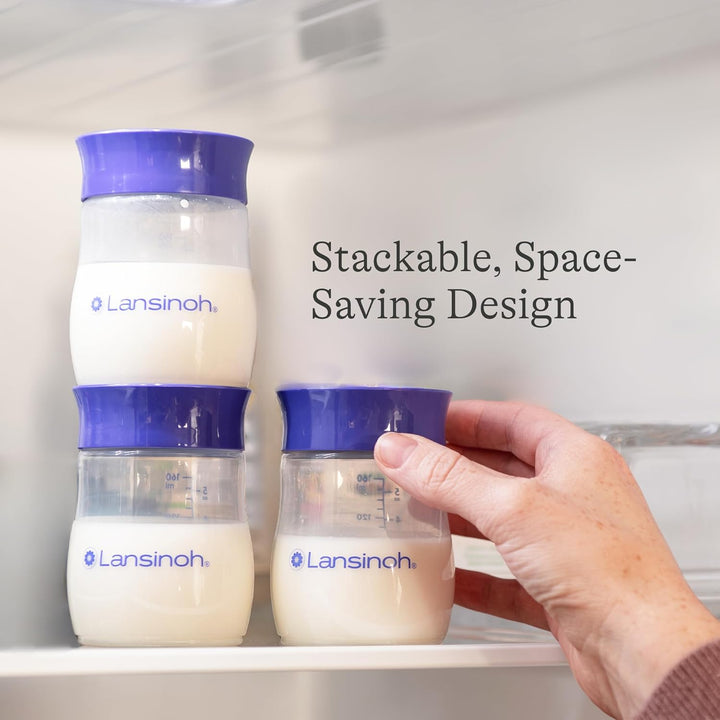 Lansinoh Breastmilk Storage Bottles | 4-Pack 5oz BPA &amp; BPS-Free | Pump-to-Storage Feeding Bottles | Compatible with Lansinoh Breast Pumps and Nipples