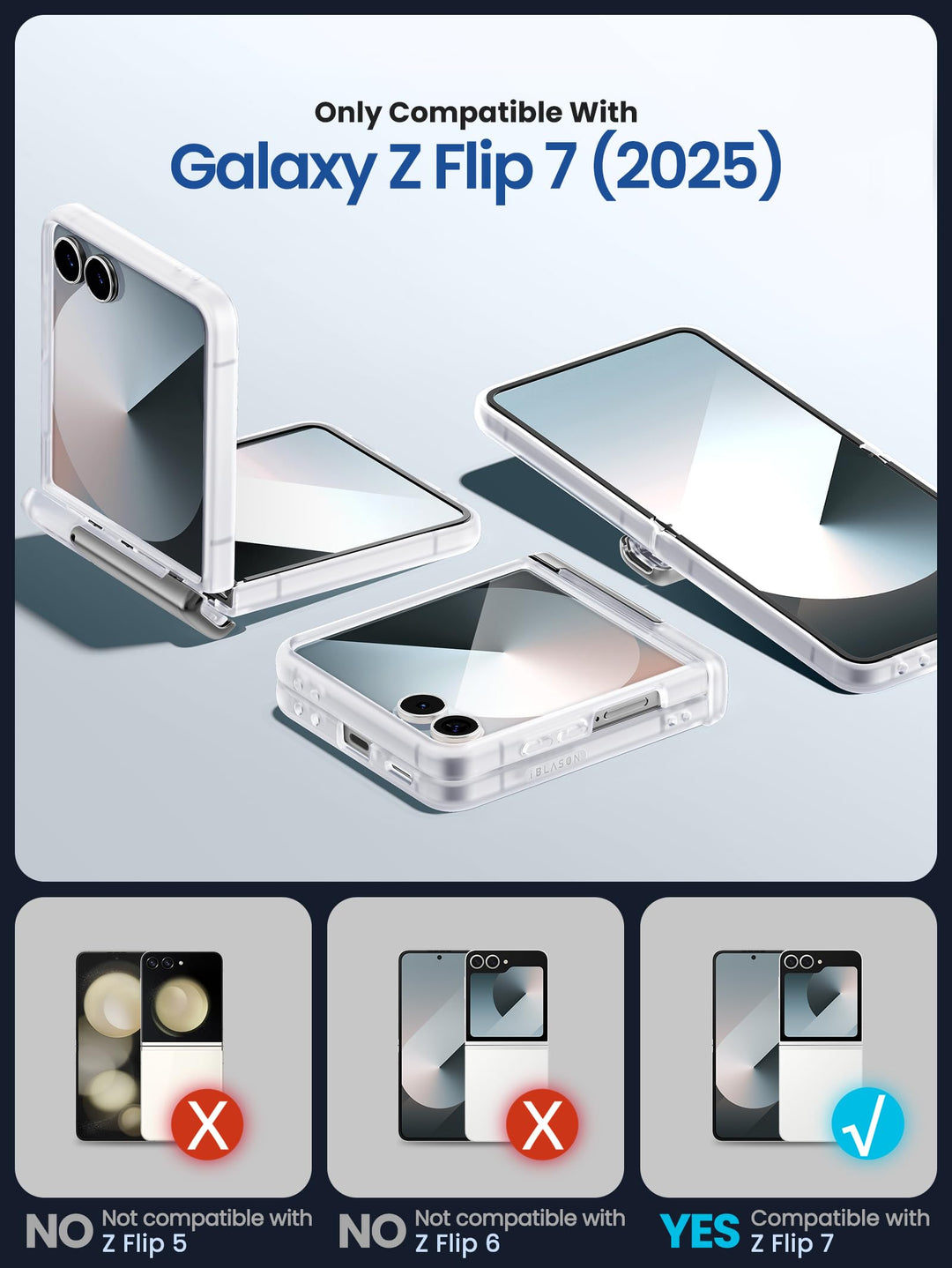 i-Blason for Samsung Galaxy Z Flip 7 Case with Stand [Tempered Glass Screen Protector] [Hinge Protection] [Support Wireless Charging] Slim Matte Protective Magnetic Phone Case for Z Flip 7