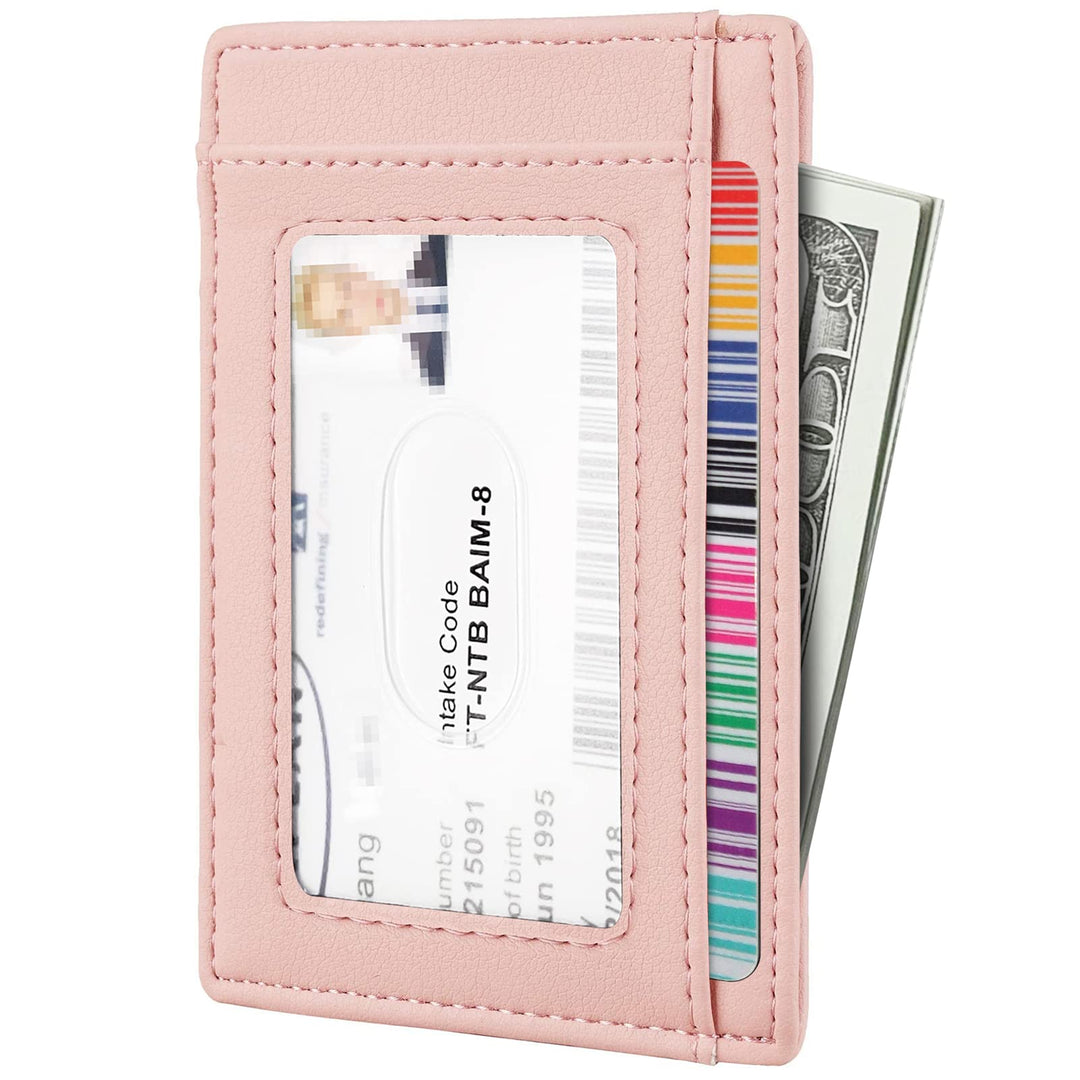 Travelambo Front Pocket Minimalist Leather Slim Wallet RFID Blocking Medium Size