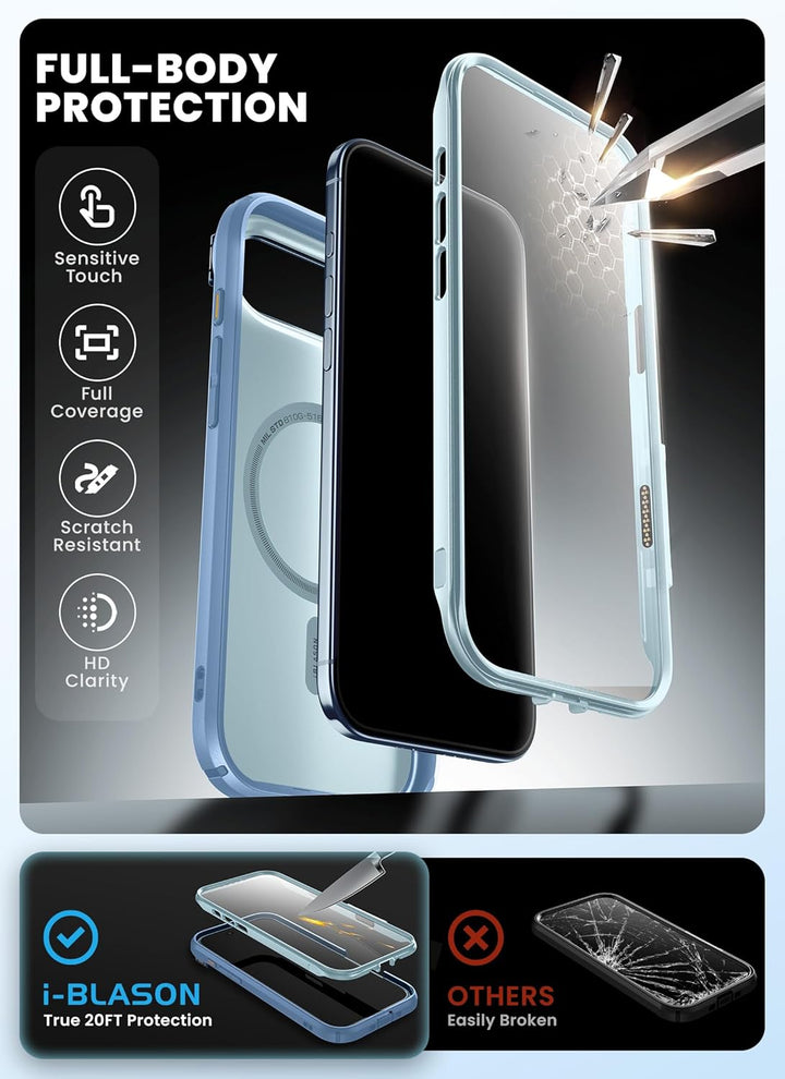 i-Blason for iPhone Air Case MagSafe with Stand [9H Tempered Glass Screen Protector] [Camera Control Button] Military-Grade Protection Full-Body Heavy Duty Magnetic Case for iPhone 17 Air 6.5''