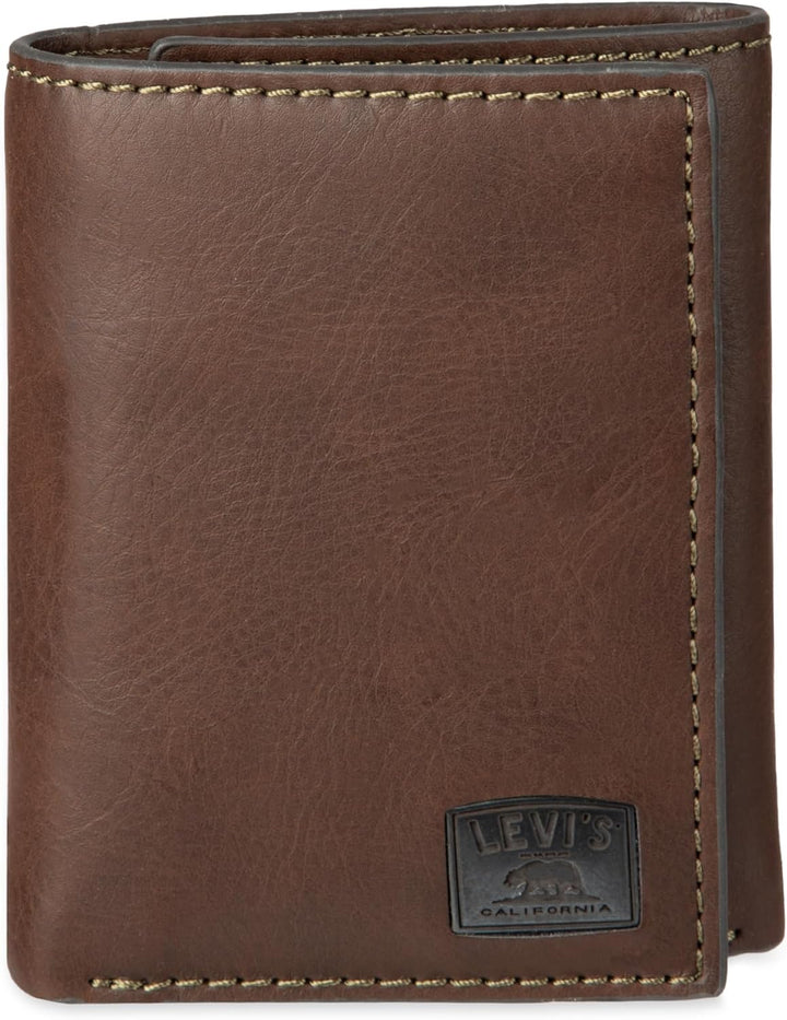 Levi's 31LV110002 Leather Men's Trifold Wallet , Brown Stitch