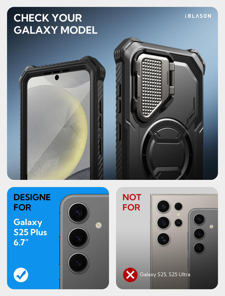 i-Blason Armorbox for Samsung Galaxy S25 Case MagSafe with Camera Cover Stand [Military Protection] Full-Body Heavy Duty Magnetic Phone Case with Screen Protector for S25