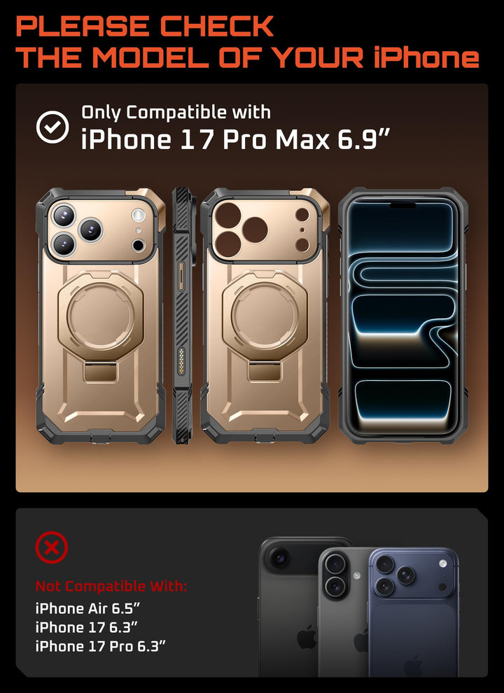 SUPCASE for iPhone 17 Pro Max Case with Kickstand (Unicorn Beetle Grip), [Camera Control Cover] [Compatible with MagSafe] [Military-Grade Drop Protection] Heavy Duty Magnetic Phone Case
