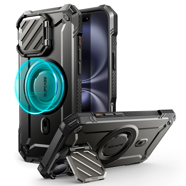SUPCASE for iPhone 16 Case 6.1'' 2024 with Camera Cover Stand (UBMag XT), [Compatible with MagSafe] [Built-in Kickstand] [Military-Grade Protection] Heavy Duty Rugged Magnetic Phone Case