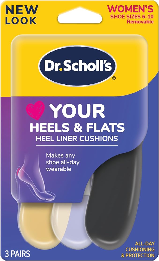 Dr. Scholl's® Love Your Heels & Flats Heel Liner Cushions, Helps Prevent Uncomfortable Shoe Rubbing at The Heel and Helps Prevent Shoe Slipping for Shoes That are Too Big, 3 Pair