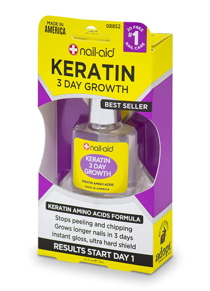 Nail-Aid Keratin 3 Day Growth Nail Treatment & Strengthener, Clear, 0.55 Fl Oz - 3alababak