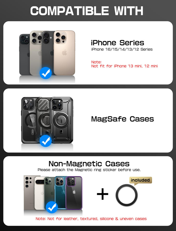 SUPCASE for MagSafe Wallet with Adjustable Stand, Hold 5 Cards, RFID Blocking, Strong Magnetic Lock, Magnetic Wallet for Men, Phone Card Holder Tripod for iPhone 18/17/16/15/14/13/12 Series
