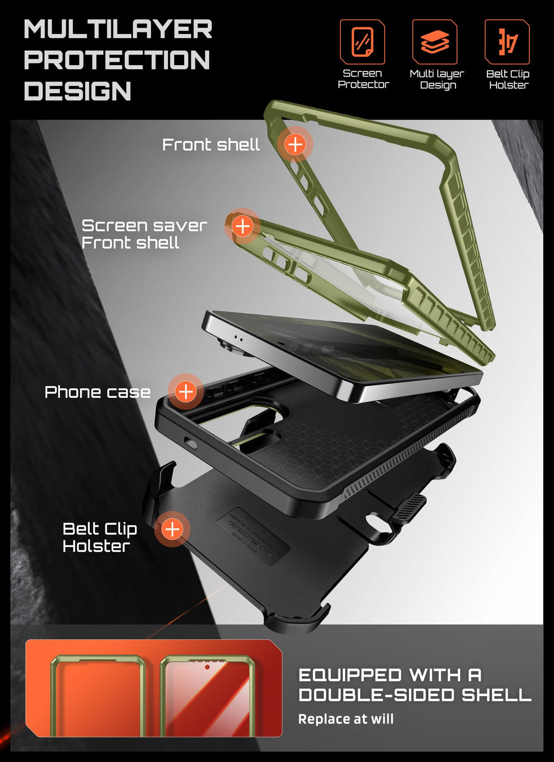 حافظة SUPCASE لسلسلة Samsung Galaxy S26 مزودة بحامل مدمج، وحماية بمعيار عسكري، ومتوافقة مع MagSafe، ومشبك حزام قابل للفصل، وواقي شاشة وإطار أمامي مدمجين، UBPro Mag