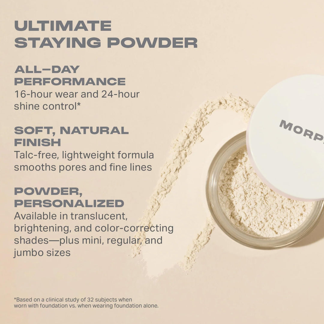 Morphe Bake &amp; Set Brightening Setting Powder - Lightweight, Talc-Free, Loose Powder for Face Makeup with a Soft, Natural Finish - Minimizes Shine for Up to 24HR