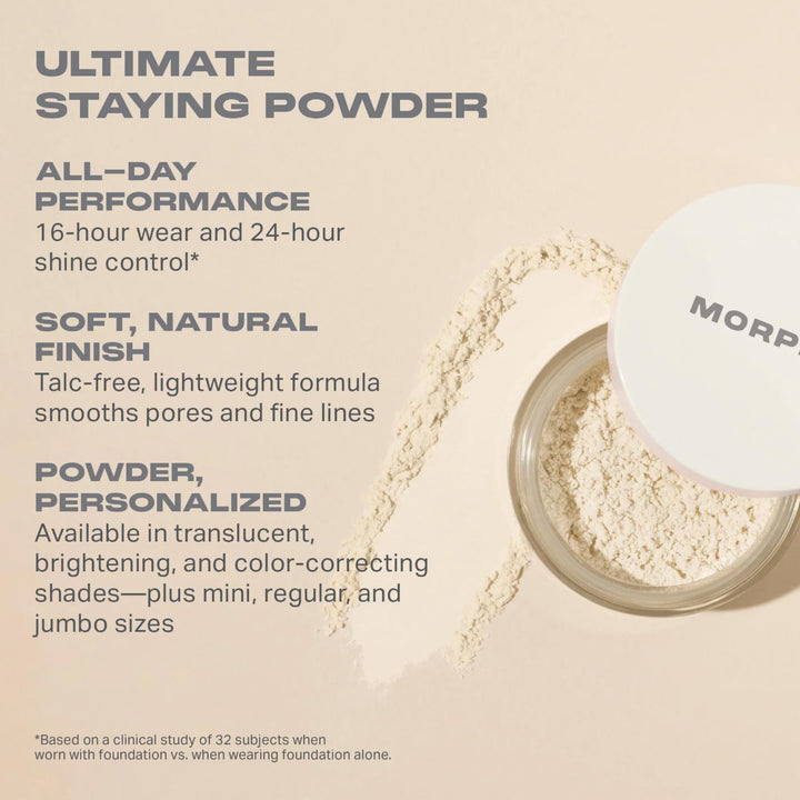 Morphe Bake &amp; Set Brightening Setting Powder - Lightweight, Talc-Free, Loose Powder for Face Makeup with a Soft, Natural Finish - Minimizes Shine for Up to 24HR
