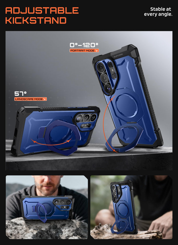 غطاء SUPCASE لهاتف Samsung Galaxy S26 Ultra مع حامل مدمج، ولوحة خلفية شفافة من البولي كربونات، ومغناطيس قوي، ومتوافق مع MagSafe، وحماية فائقة المتانة، ومقاوم للانزلاق، بتصميم Unicorn Beetle Grip