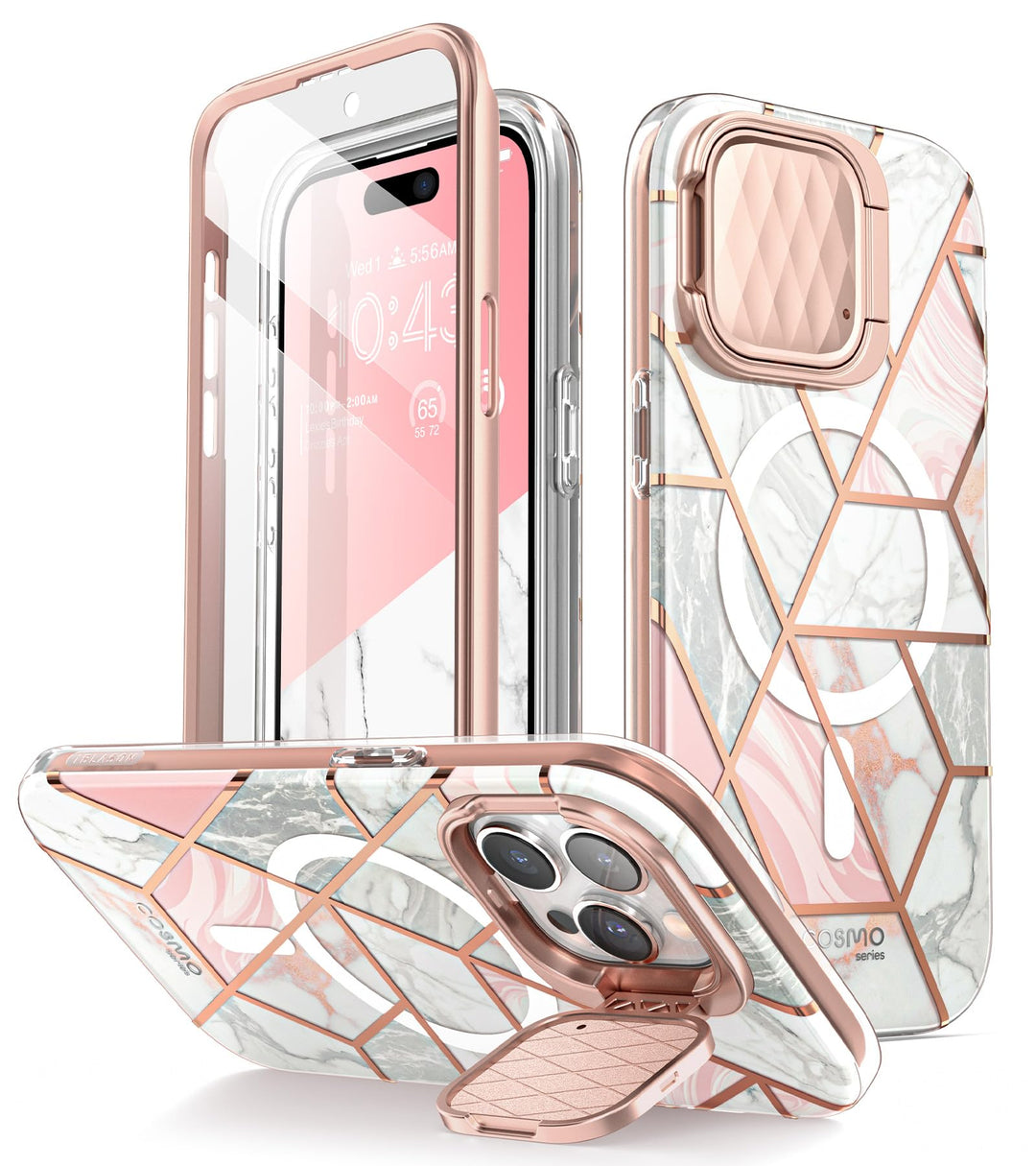 i-Blason Cosmo Magnetic for iPhone 15 Pro Max Case MagSafe with Camera Cover Stand, Slim Style Full-Body Phone Case for iPhone 15 Pro Max with Built-in Screen Protector & Kickstand