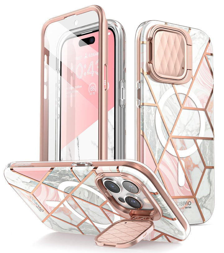 i-Blason Cosmo Magnetic for iPhone 15 Pro Max Case MagSafe with Camera Cover Stand, Slim Style Full-Body Phone Case for iPhone 15 Pro Max with Built-in Screen Protector & Kickstand