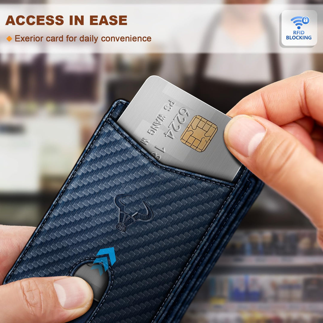 BULLIANT Men Wallet, Slim Leather Wallet Front Pocket Card Holder Gift For Men 11 Slots RFID Blocking