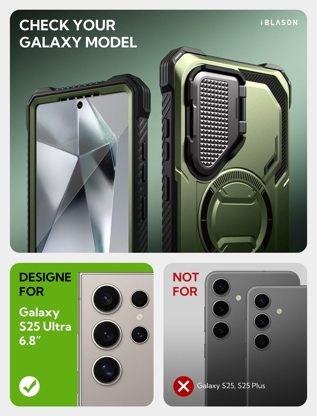 i-Blason Armorbox for Samsung Galaxy S25 Case MagSafe with Camera Cover Stand [Military Protection] Full-Body Heavy Duty Magnetic Phone Case with Screen Protector for S25