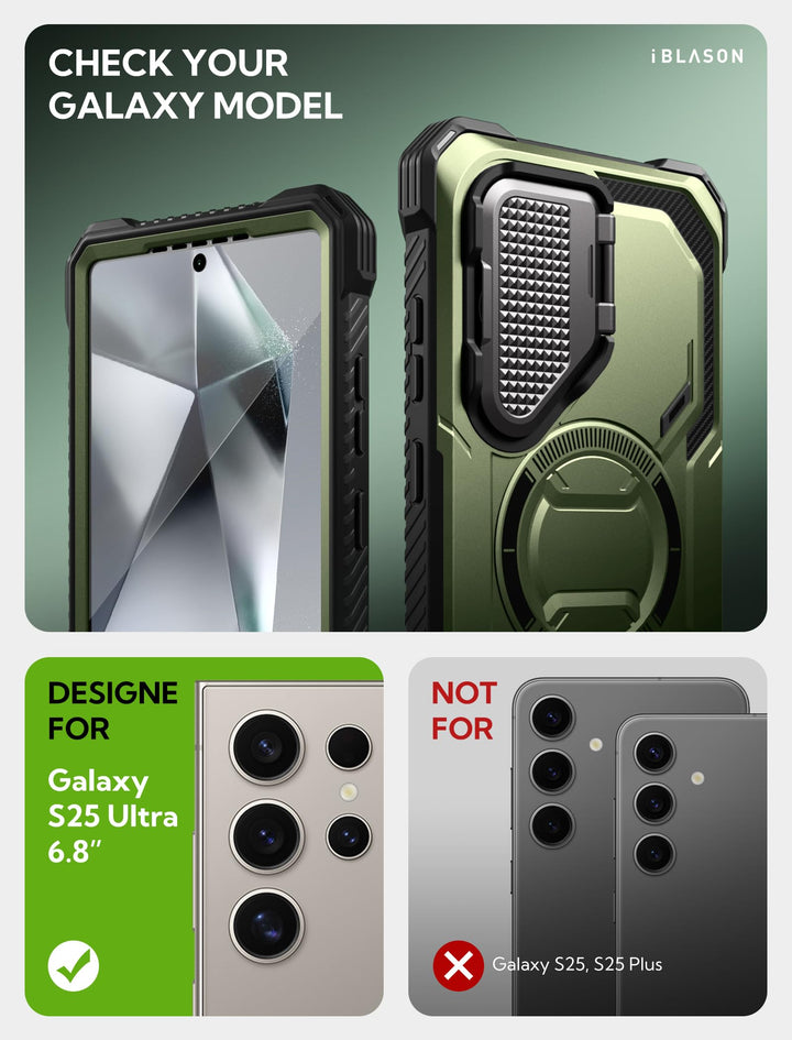 i-Blason Armorbox for Samsung Galaxy S25 Case MagSafe with Camera Cover Stand [Military Protection] Full-Body Heavy Duty Magnetic Phone Case with Screen Protector for S25