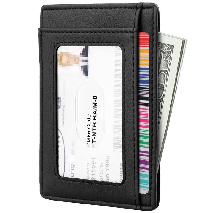 Travelambo Front Pocket Minimalist Leather Slim Wallet RFID Blocking Medium Size