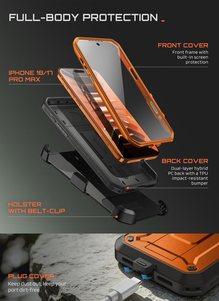 SUPCASE for iPhone Case, Belt Clip, Military-Grade Protection, Built-in Kickstand &amp; Screen Protector, Camera Control, Heavy-Duty Phone Case, Unicorn Beetle Pro