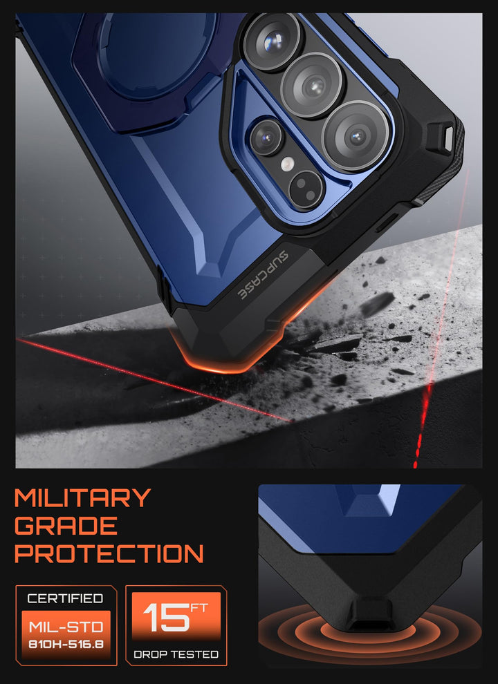 غطاء SUPCASE لهاتف Samsung Galaxy S26 Ultra مع حامل مدمج، ولوحة خلفية شفافة من البولي كربونات، ومغناطيس قوي، ومتوافق مع MagSafe، وحماية فائقة المتانة، ومقاوم للانزلاق، بتصميم Unicorn Beetle Grip