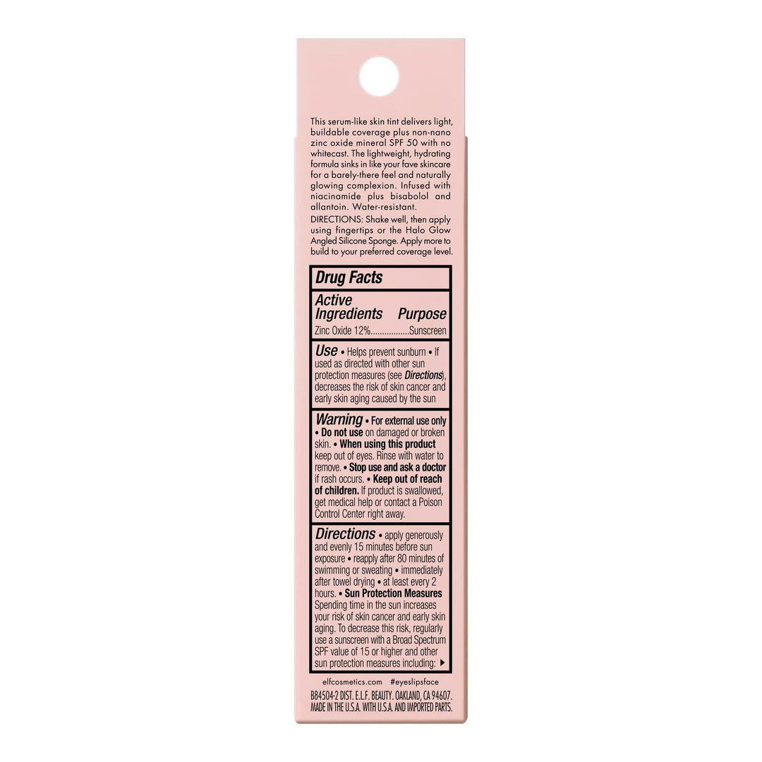 e.l.f. Halo Glow Skin Tint SPF 50, Tinted Moisturizer For Light, Buildable Coverage, Creates A Natural Glow, Vegan & Cruelty-Free