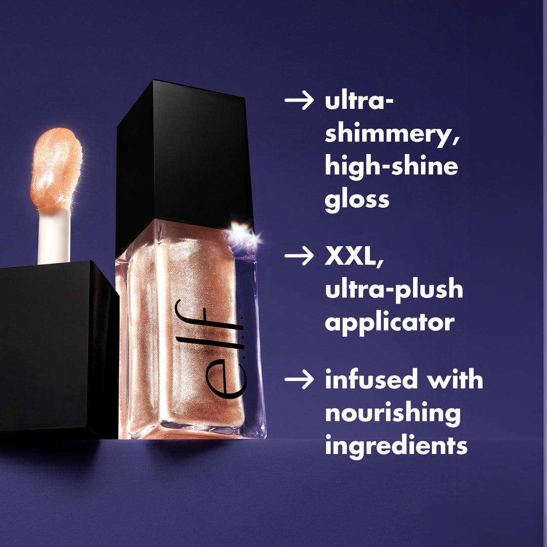 e.l.f. Glow Reviver Lip Oil, Nourishing and Hydrating with High-Shine Glimmer Finish & Sheer Wash Of Color, Minty Scent, Non-Sticky, Vegan & Cruelty-free