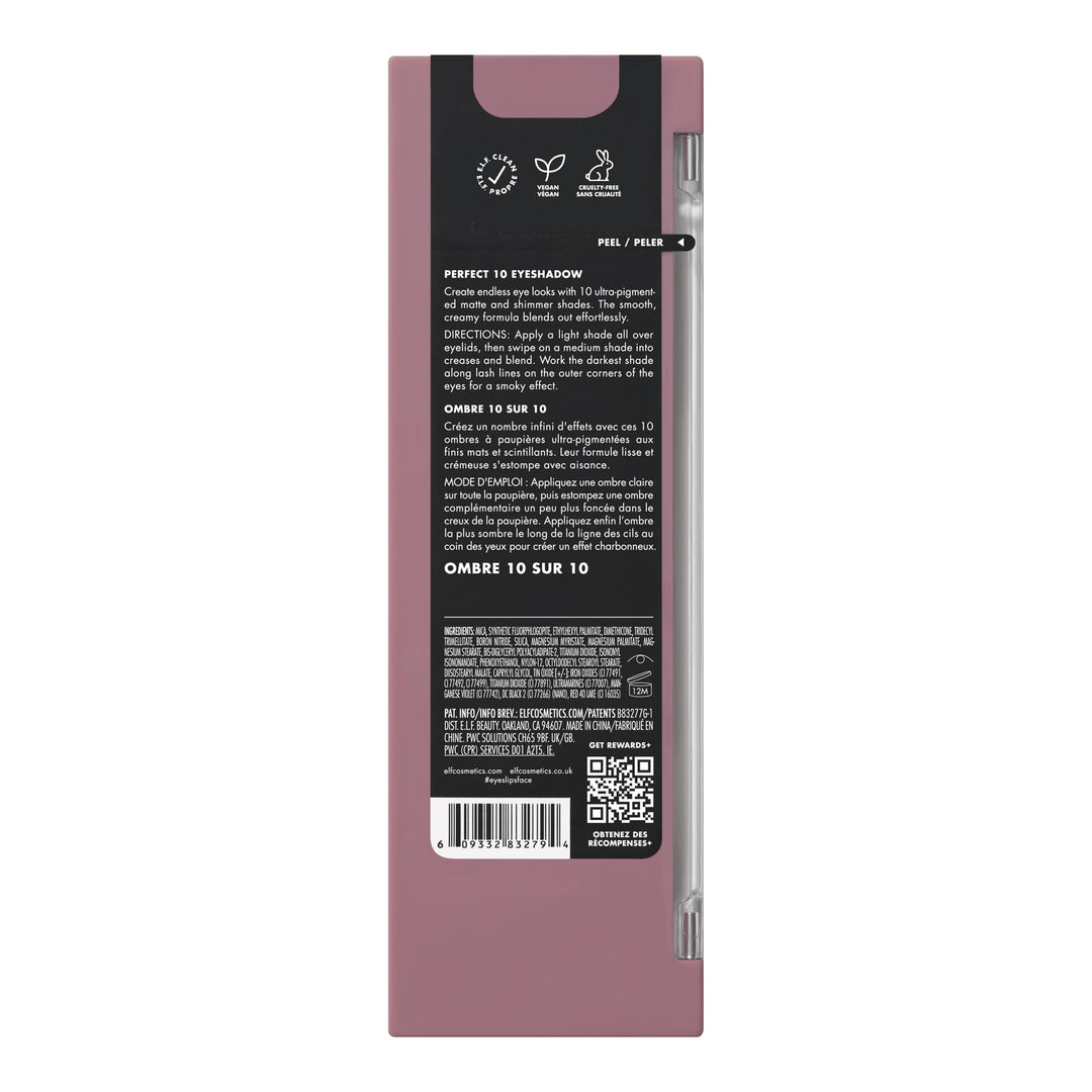 e.l.f. Perfect 10 Eyeshadow Palette, Ten Ultra-pigmented Neutral Shades, Blendable Formula, Vegan & Cruelty-free