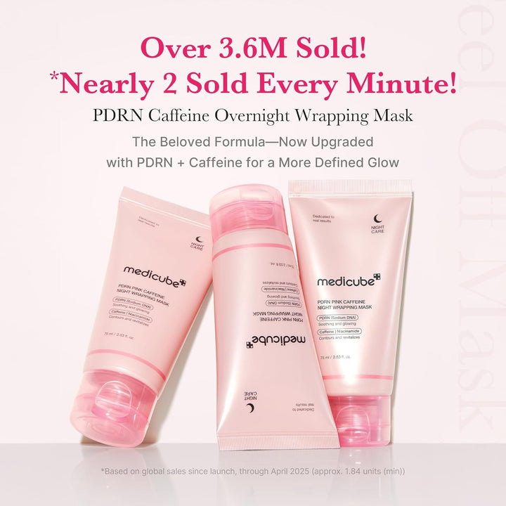 medicube Wrapping Mask PDRN Caffeine Overnight Peel Off Facial Mask | Firming, Depuffing &amp; Hydration | Caffeine, Collagen For Refined, Glass Skin &amp; Face Contour Support | Korean Skin Care, 2.53 fl.oz