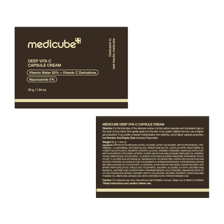 medicube Capsule Cream with Deep Vitamin C | Liposome Vitamin C Golden Capsule for Radiance &amp; Firm-Looking Skin | Hydrating Glow Gel Texture | Korean Skincare, 1.94 oz