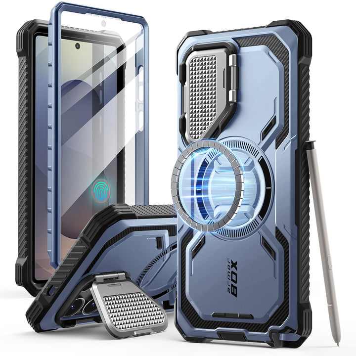 i-Blason Armorbox for Samsung Galaxy S25 Case MagSafe with Camera Cover Stand [Military Protection] Full-Body Heavy Duty Magnetic Phone Case with Screen Protector for S25