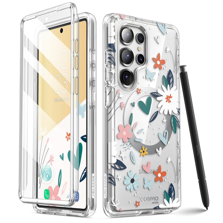 i-Blason Cosmo for Samsung Galaxy S25 Ultra Case MagSafe with Built-in Screen Protector [Support Fingerprint ID & Wireless Charger] Full-Body Slim Style Magnetic Phone Case for S25 Ultra