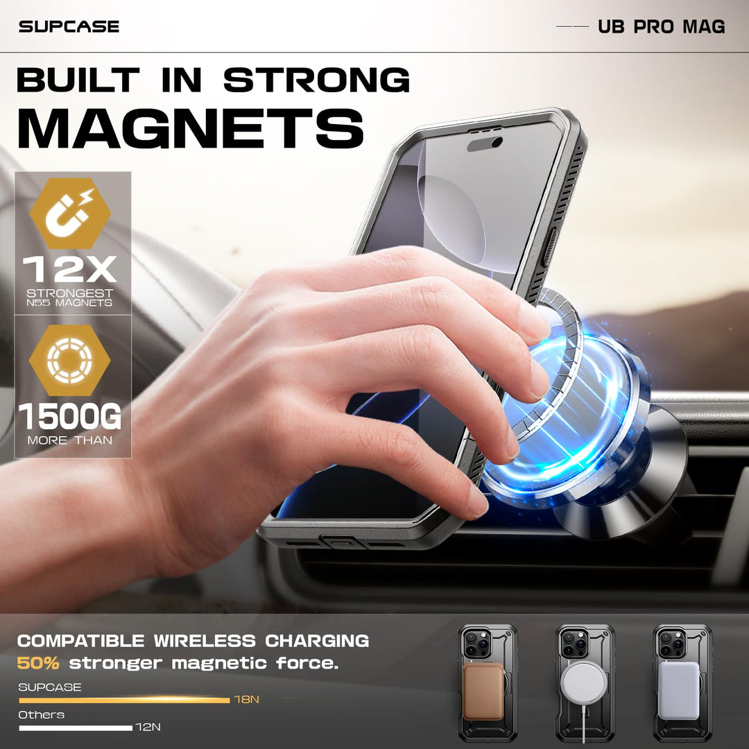 SUPCASE for iPhone 16 Pro Max Case with Stand (UBPro Mag), [Support MagSafe] [Built-in Screen Protector & Belt Clip] [Military-Grade Protection] Magnetic Phone Case for iPhone 16 Pro Max 6.9''