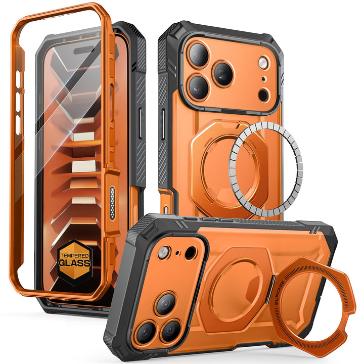 جراب SUPCASE لهاتف iPhone 18 Pro / iPhone 17 Pro، حماية فائقة مع واقي شاشة زجاجي، زر التحكم بالكاميرا، حامل مغناطيسي، متوافق مع MagSafe، جراب حماية كامل للجسم Unicorn Beetle Grip Pro