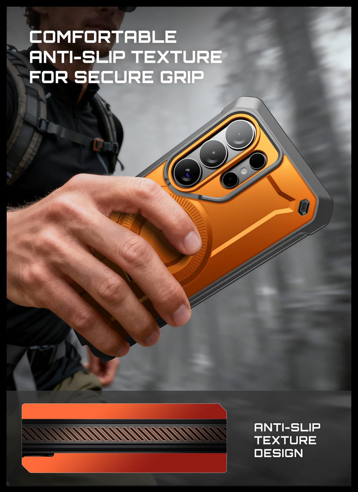 حافظة SUPCASE لسلسلة Samsung Galaxy S26 مزودة بحامل مدمج، وحماية بمعيار عسكري، ومتوافقة مع MagSafe، ومشبك حزام قابل للفصل، وواقي شاشة وإطار أمامي مدمجين، UBPro Mag