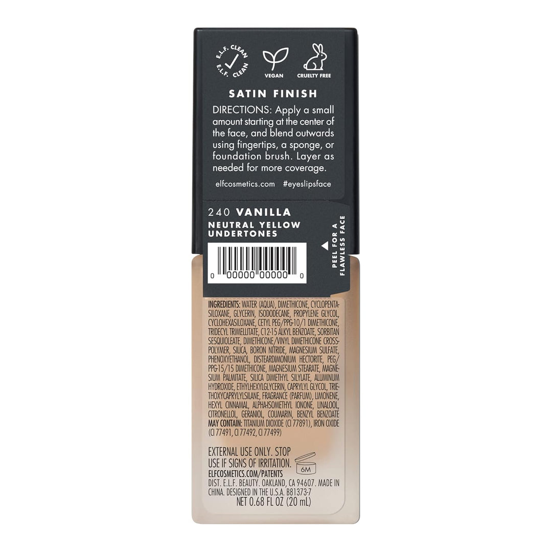 e.l.f. Flawless Finish Foundation, Improves Uneven Skin Tone, Lightweight, Medium Coverage & Semi-Matte, Vegan & Cruelty-Free, 0.68 Fl Oz