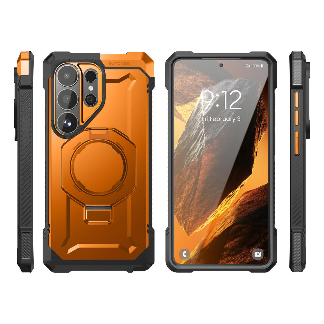 غطاء SUPCASE لهاتف Samsung Galaxy S26 Ultra مع حامل مدمج، ولوحة خلفية شفافة من البولي كربونات، ومغناطيس قوي، ومتوافق مع MagSafe، وحماية فائقة المتانة، ومقاوم للانزلاق، بتصميم Unicorn Beetle Grip