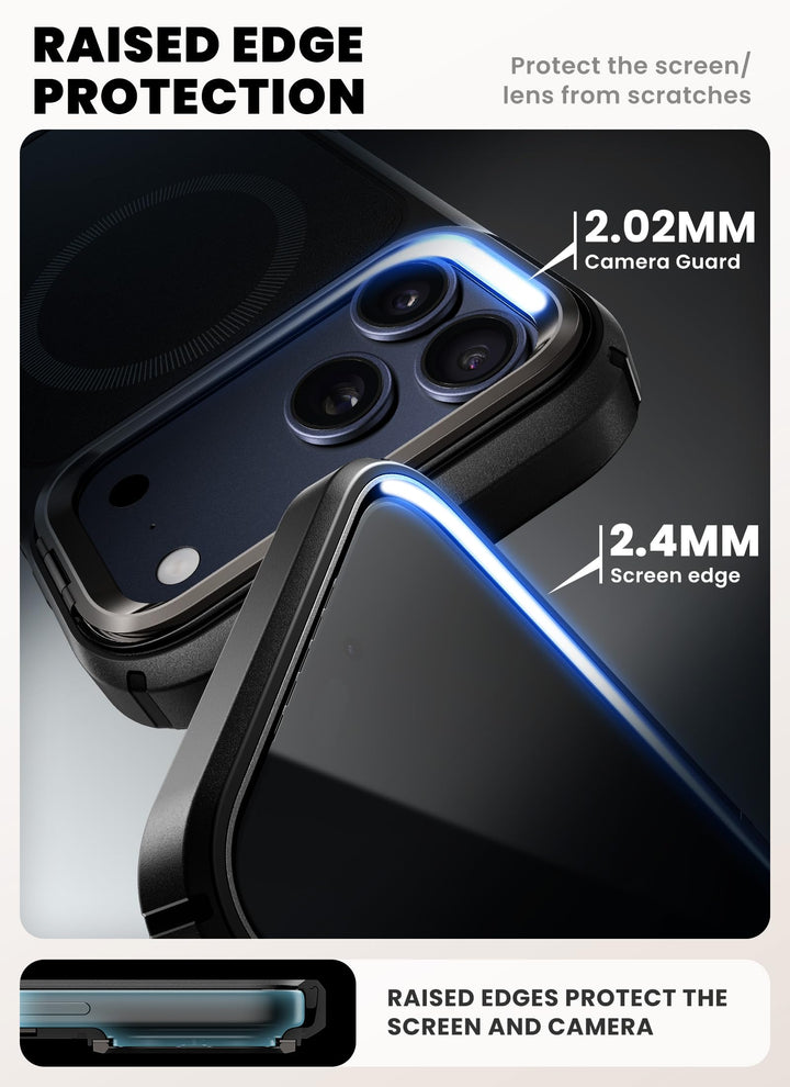 i-Blason Ares for iPhone 17 Pro Max Case with Stand [9H Tempered Glass Screen Protector][MagSafe Compatible] [Camera Control Button] Military-Grade Protection Full-Body Heavy Duty Magnetic Case