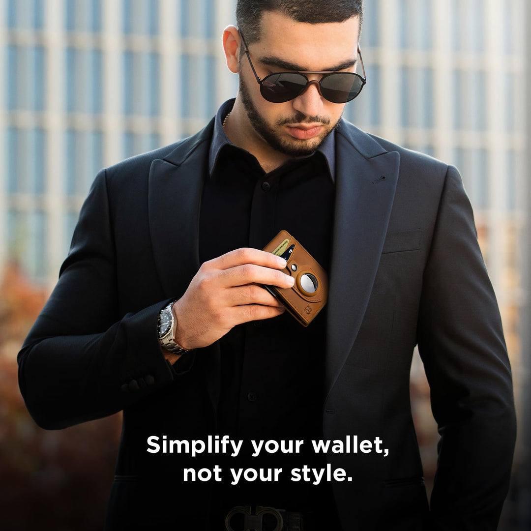 محفظة بمشبك نقود من SERMAN BRANDS - محفظة رجالية نحيفة للجيب الأمامي، حامل بطاقات بحماية RFID، محفظة ثنائية الطي صغيرة ومبسطة