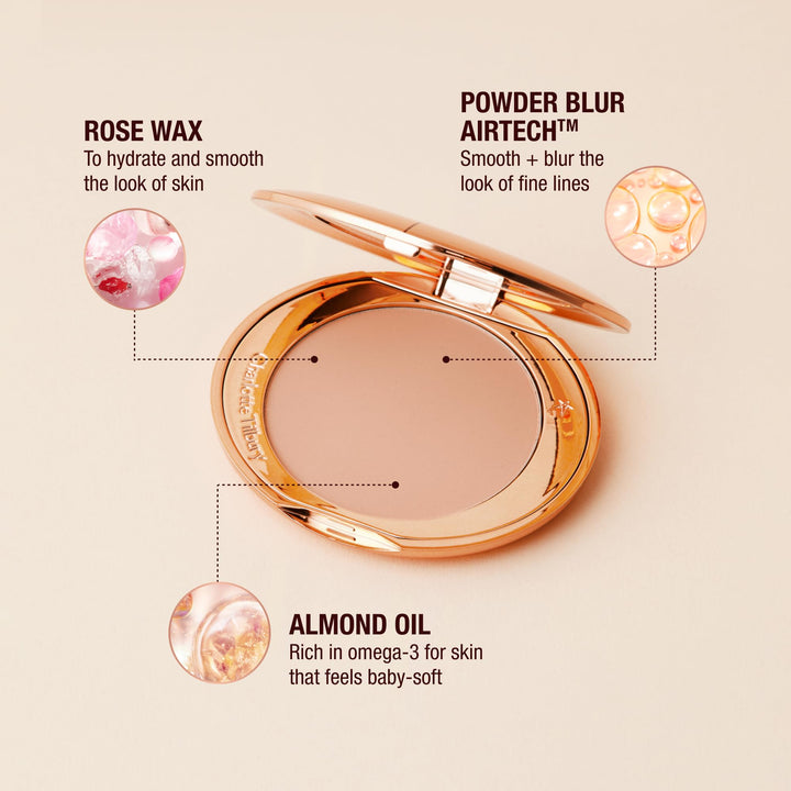 Charlotte Tilbury Airbrush Flawless Finish Setting Powder - Pore-Blurring Pressed Powder for Face Makeup to Minimize Shine with a Soft-Focus Finish - Full Size