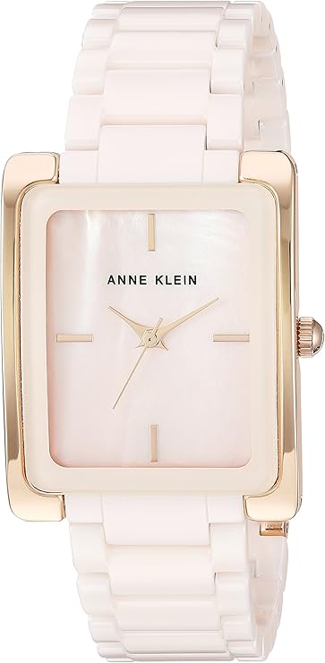 Anne Klein AK/2952LPRG Women's Ceramic Bracelet Watch - Light Pink/Rose Gold
