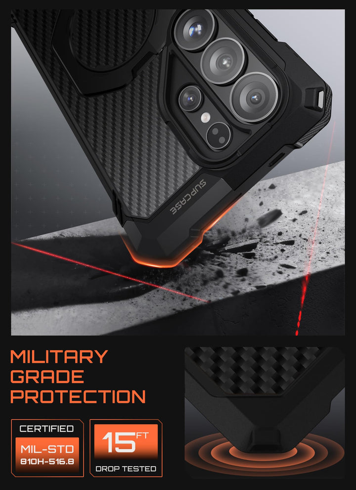 غطاء SUPCASE لهاتف Samsung Galaxy S26 Ultra مع حامل مدمج، ولوحة خلفية شفافة من البولي كربونات، ومغناطيس قوي، ومتوافق مع MagSafe، وحماية فائقة المتانة، ومقاوم للانزلاق، بتصميم Unicorn Beetle Grip
