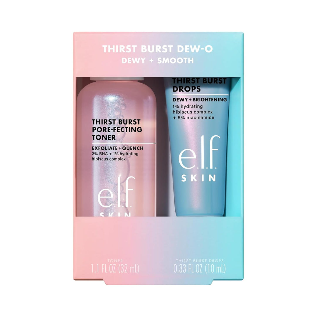 e.l.f. SKIN Thirst Burst Dew-O, Travel-Sized Skincare Set, Exfoliating Facial Toner &amp; Hydrating Serum Drops, Gives Skin A Dewy, Bouncy Glow, Vegan &amp; Cruelty-Free
