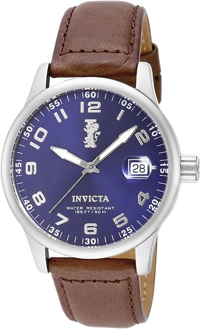 Invicta Men's I-Force 44mm Silver/Black/Blue Dial Stainless Steel Watch with Brown/Black Leather Band - 15254 - 3alababak