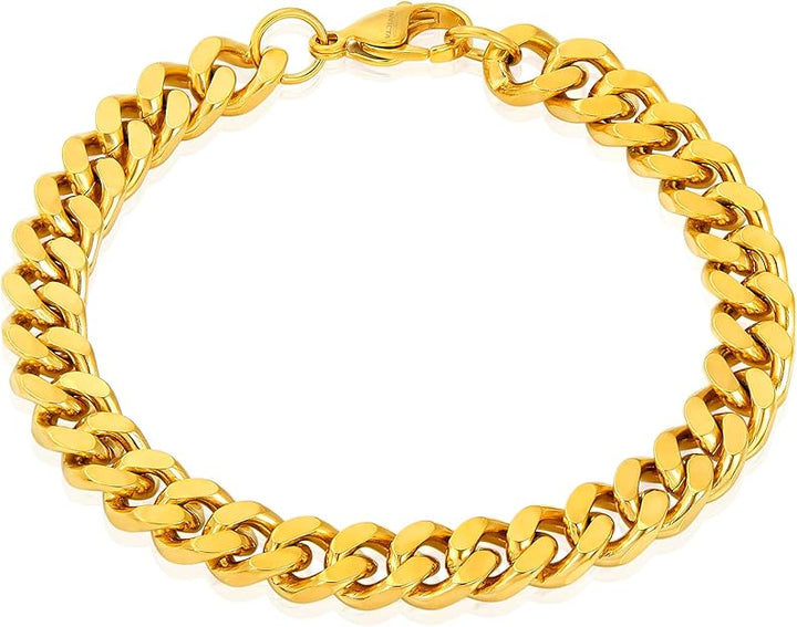 Invicta Bracelet for Men, Stainless Steel Curb Link Chain Jewelry, 8.5mm