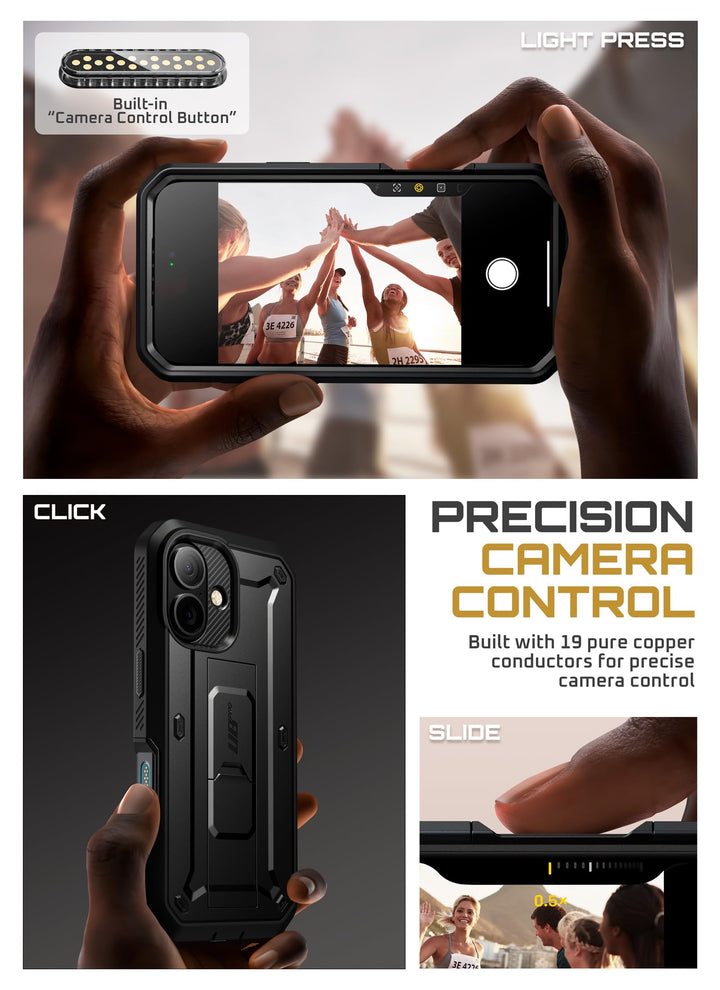 SUPCASE for iPhone Case, Belt Clip, Military-Grade Protection, Built-in Kickstand &amp; Screen Protector, Camera Control, Heavy-Duty Phone Case, Unicorn Beetle Pro