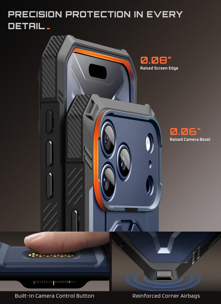 جراب SUPCASE لهاتف iPhone 18 Pro / iPhone 17 Pro، حماية فائقة مع واقي شاشة زجاجي، زر التحكم بالكاميرا، حامل مغناطيسي، متوافق مع MagSafe، جراب حماية كامل للجسم Unicorn Beetle Grip Pro