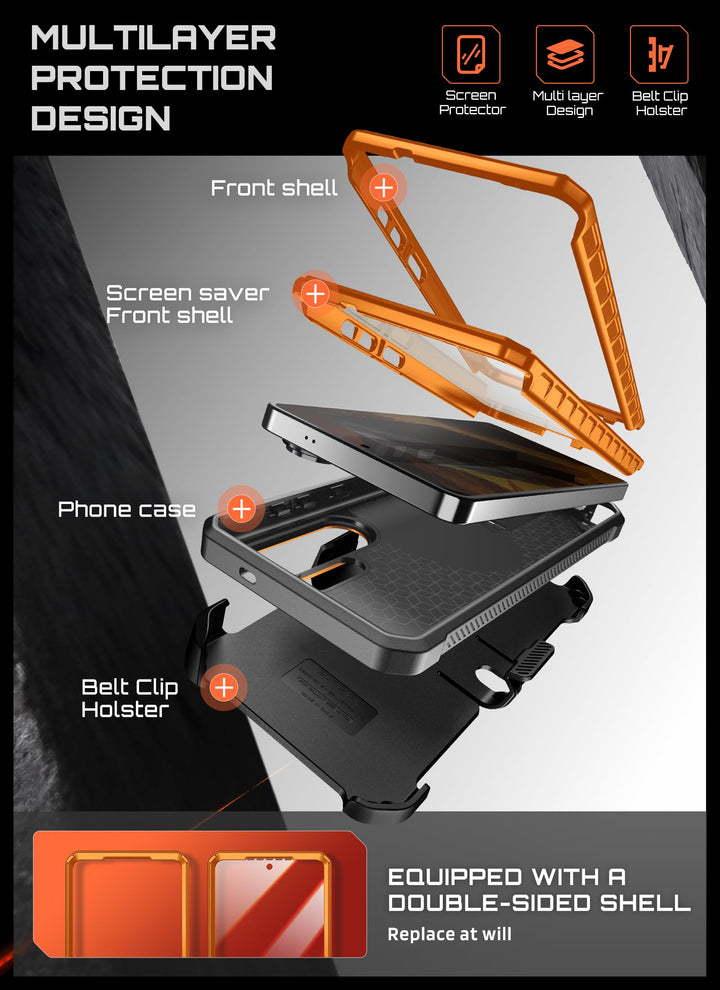 حافظة SUPCASE لسلسلة Samsung Galaxy S26 مزودة بحامل مدمج، وحماية بمعيار عسكري، ومتوافقة مع MagSafe، ومشبك حزام قابل للفصل، وواقي شاشة وإطار أمامي مدمجين، UBPro Mag